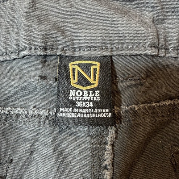 Men's 36X33 NOBLE OUTFITTERS Gray Flex Canvas Work Pants, Cell Pocket - Picture 9 of 9